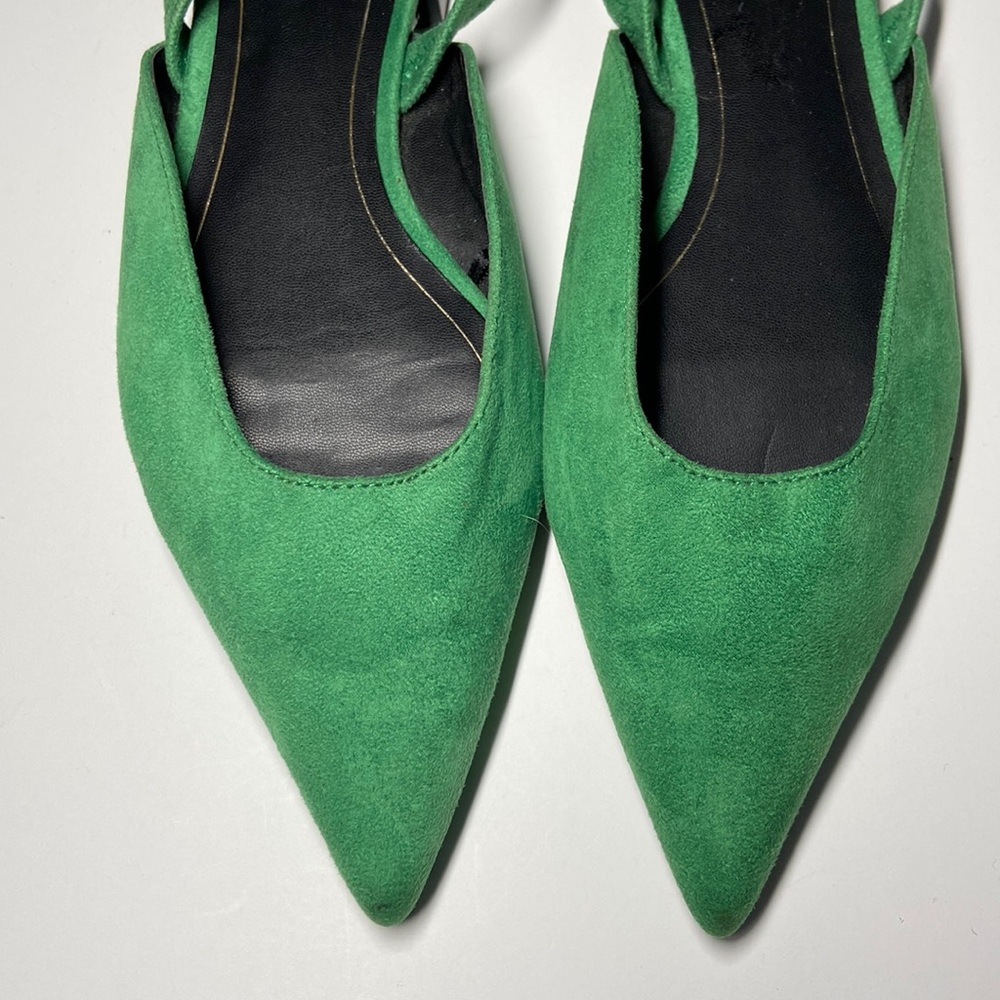 Zara Flat Slingback Shoes Green Size 37